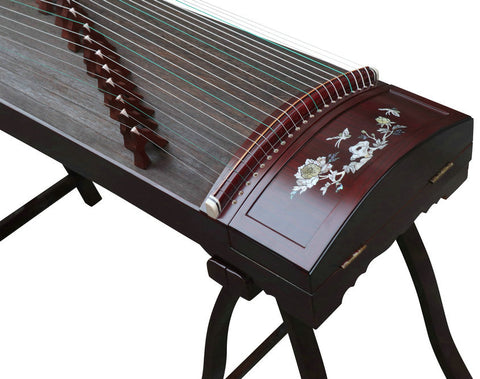 専業級花鳥彫り紅檀古箏楽器中国ハープ販売