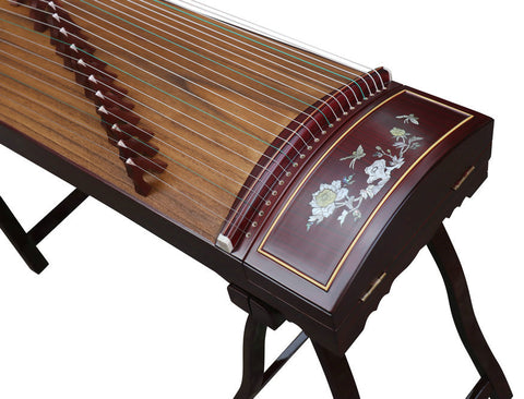 専業級花鳥彫り紅檀古箏楽器中国ハープ販売