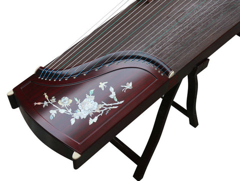 専業級花鳥彫り紅檀古箏楽器中国ハープ販売