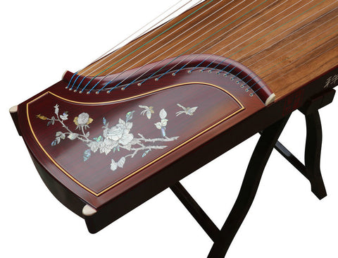 専業級花鳥彫り紅檀古箏楽器中国ハープ販売