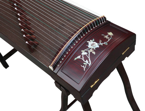 専業級花鳥彫り紅檀古箏楽器中国ハープ販売