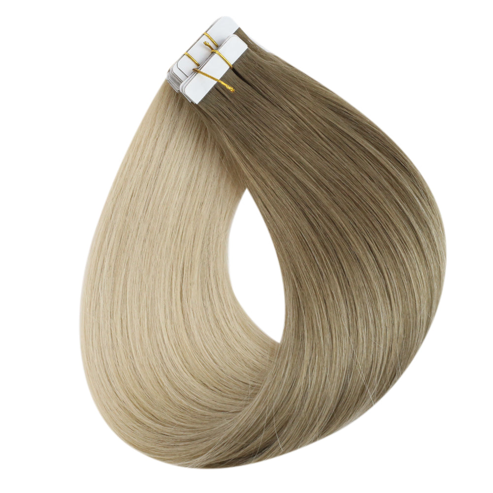 Fshine Virgin Hair Tape in Hair Extensions Balayage Ombre #8/60