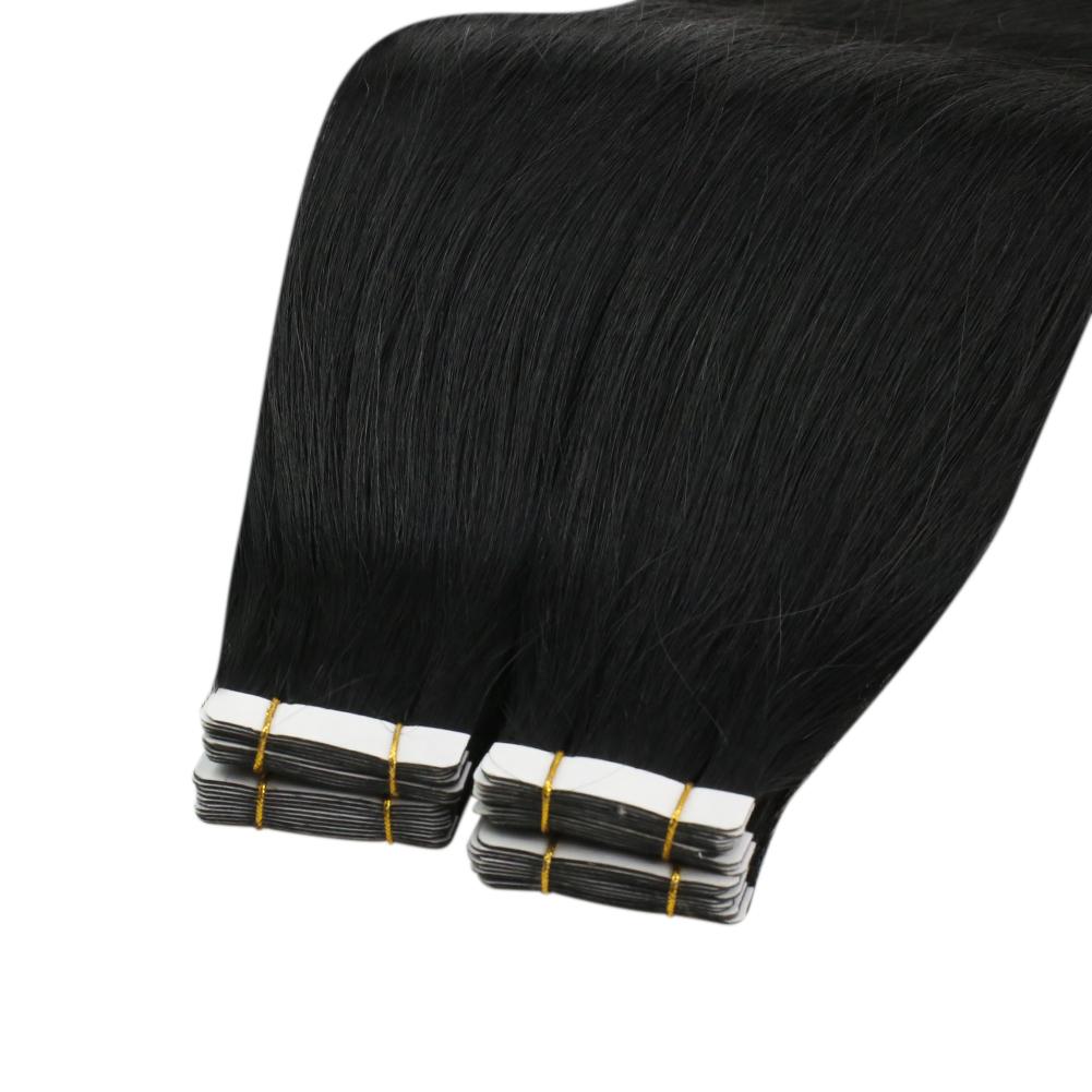 Clearance! Fshine Virgin Hair Tape in Extensions Human Hair Jet Black #1