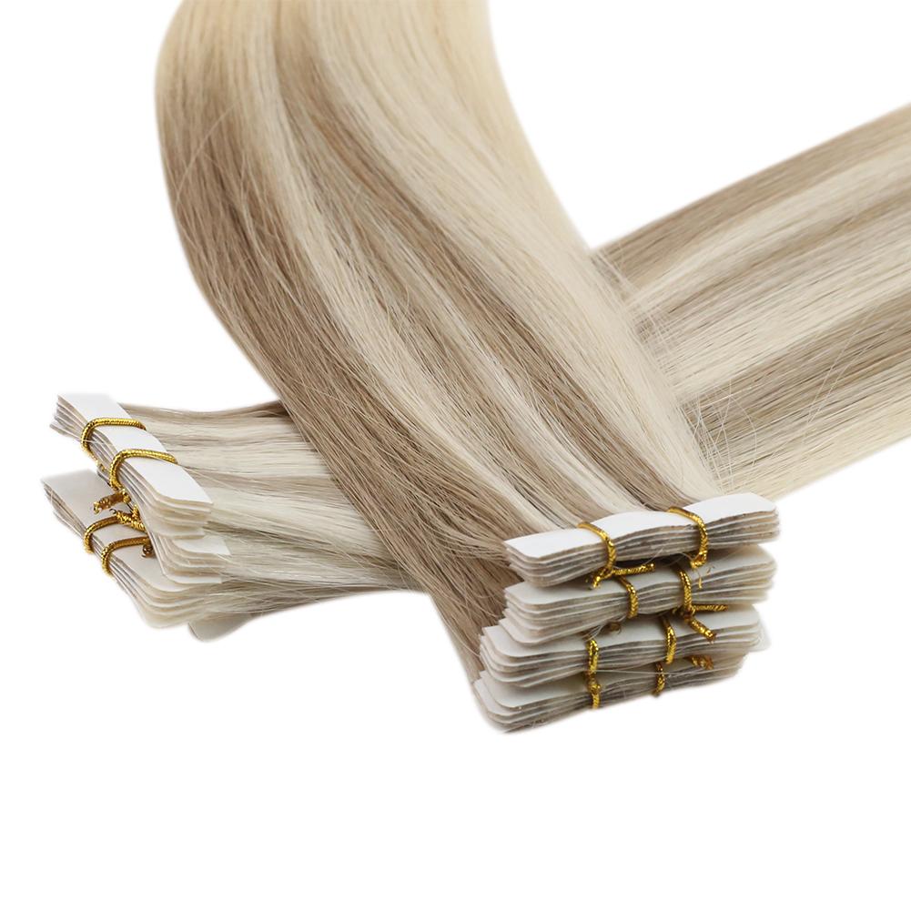 Fshine Seamless Injection Tape in Hair Extensions 100% Brazilian Virgin Hair 100g Blonde Color(#18/22/60)