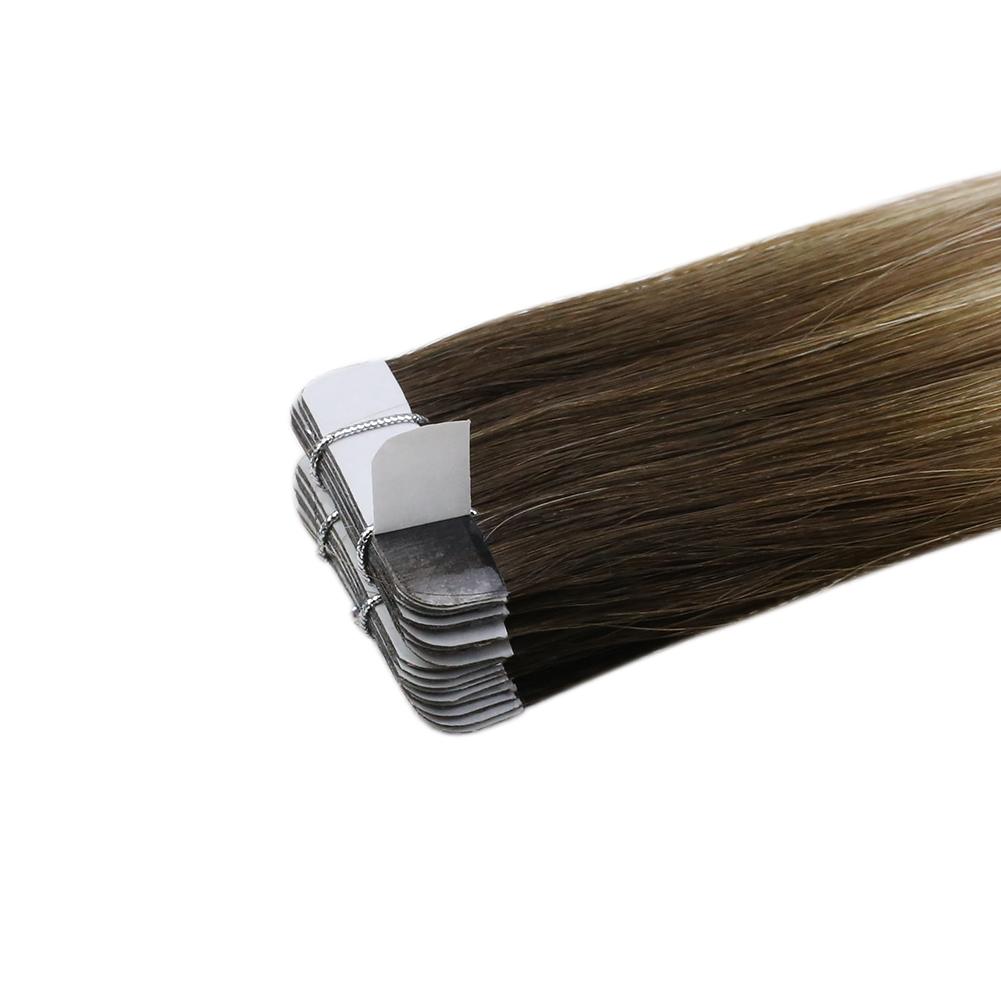 Fshine Virgin Hair Tape in Hair Extensions Balayage Highlights #4/27/4