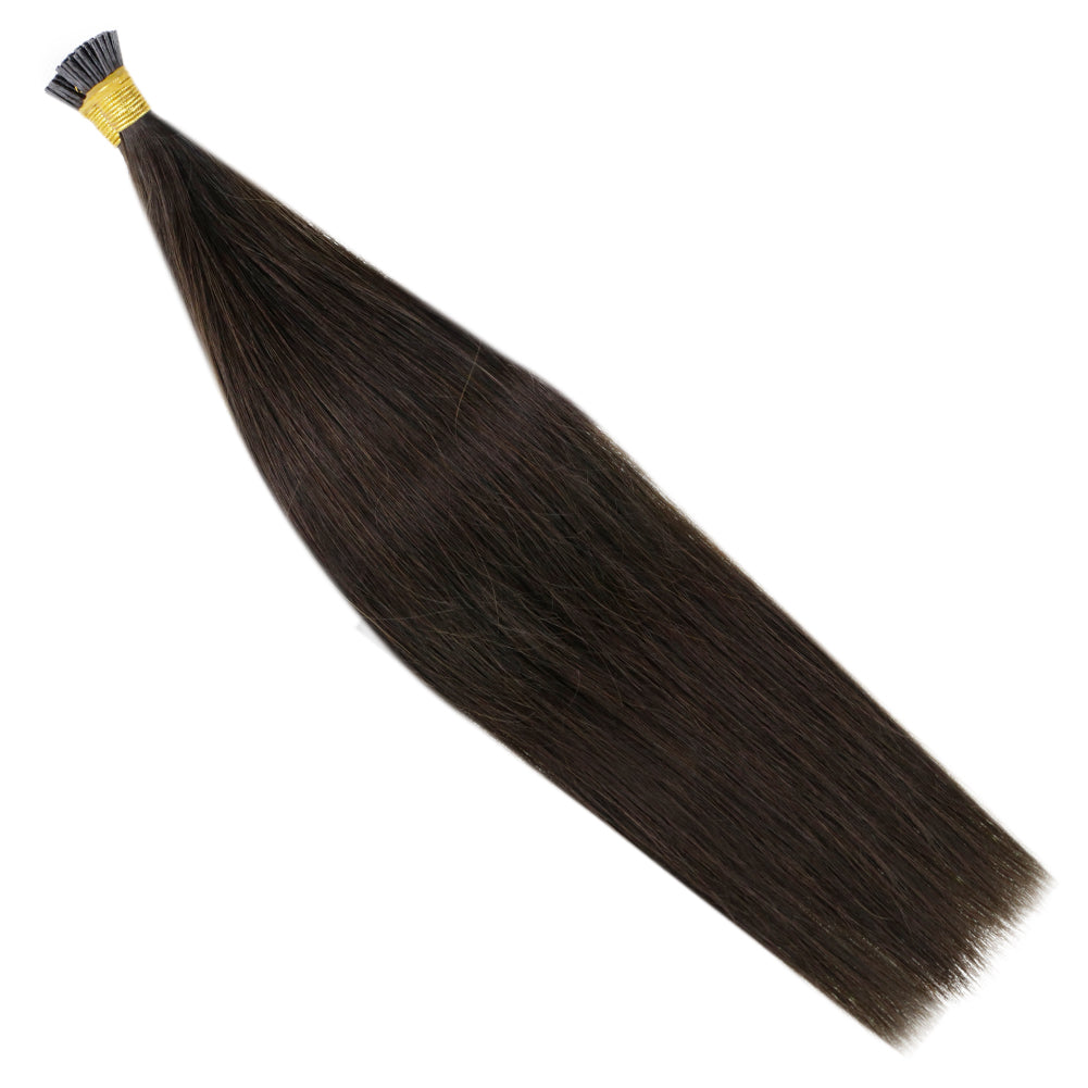 I Tip Real Human Hair Extensions Darkest Brown (#2)