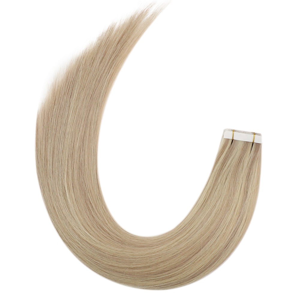 Clearance! Fshine Virgin Hair Tape in Hair Extensions Blonde Highlights #18P613