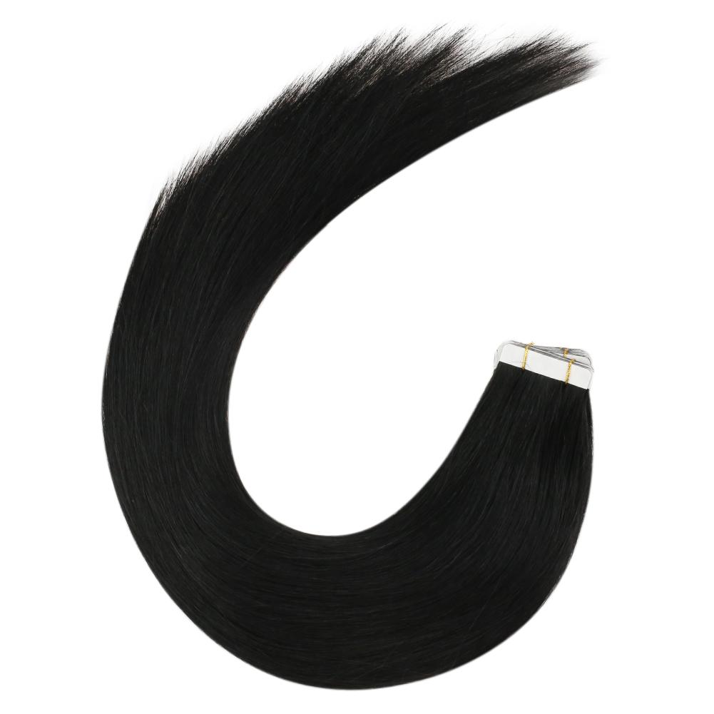 Clearance! Fshine Virgin Hair Tape in Extensions Human Hair Jet Black #1