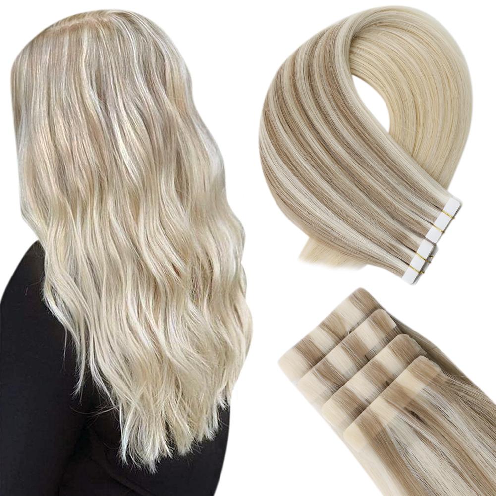 Fshine Seamless Injection Tape in Hair Extensions 100% Brazilian Virgin Hair 100g Blonde Color(#18/22/60)