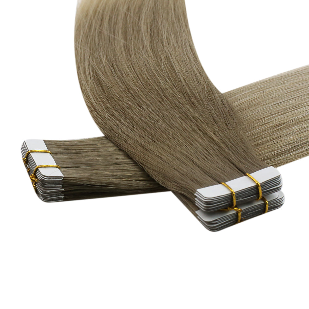 Fshine Virgin Hair Tape in Hair Extensions Balayage Ombre #8/60