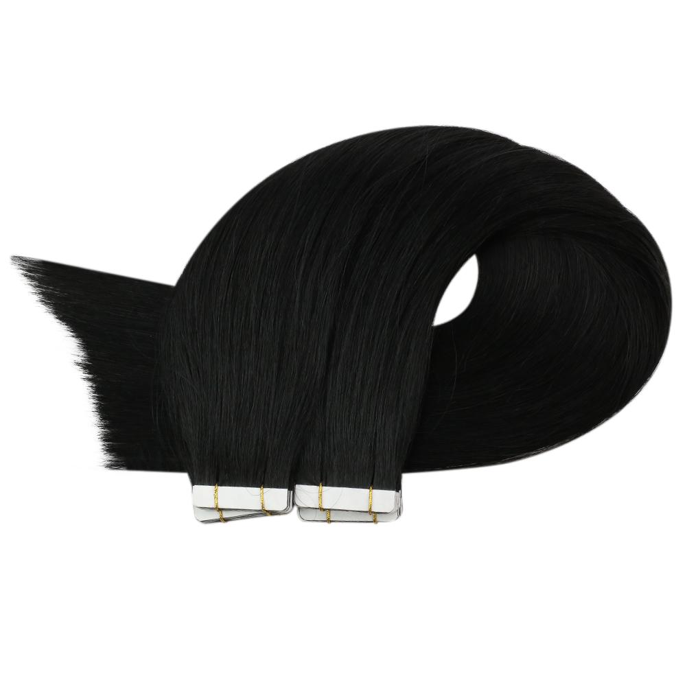 Clearance! Fshine Virgin Hair Tape in Extensions Human Hair Jet Black #1