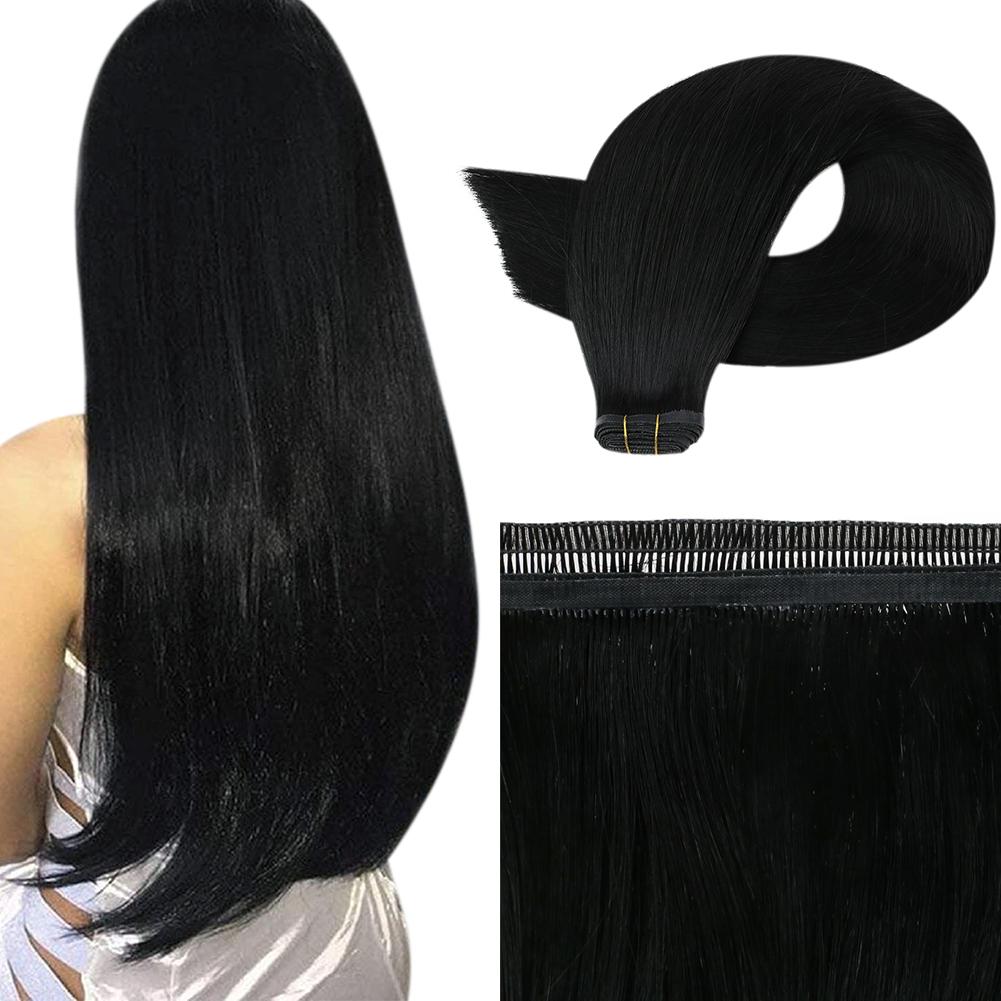 Fshine Virgin Flat Silk Weft Invisible 100% Human Hair Weft Bundles #1