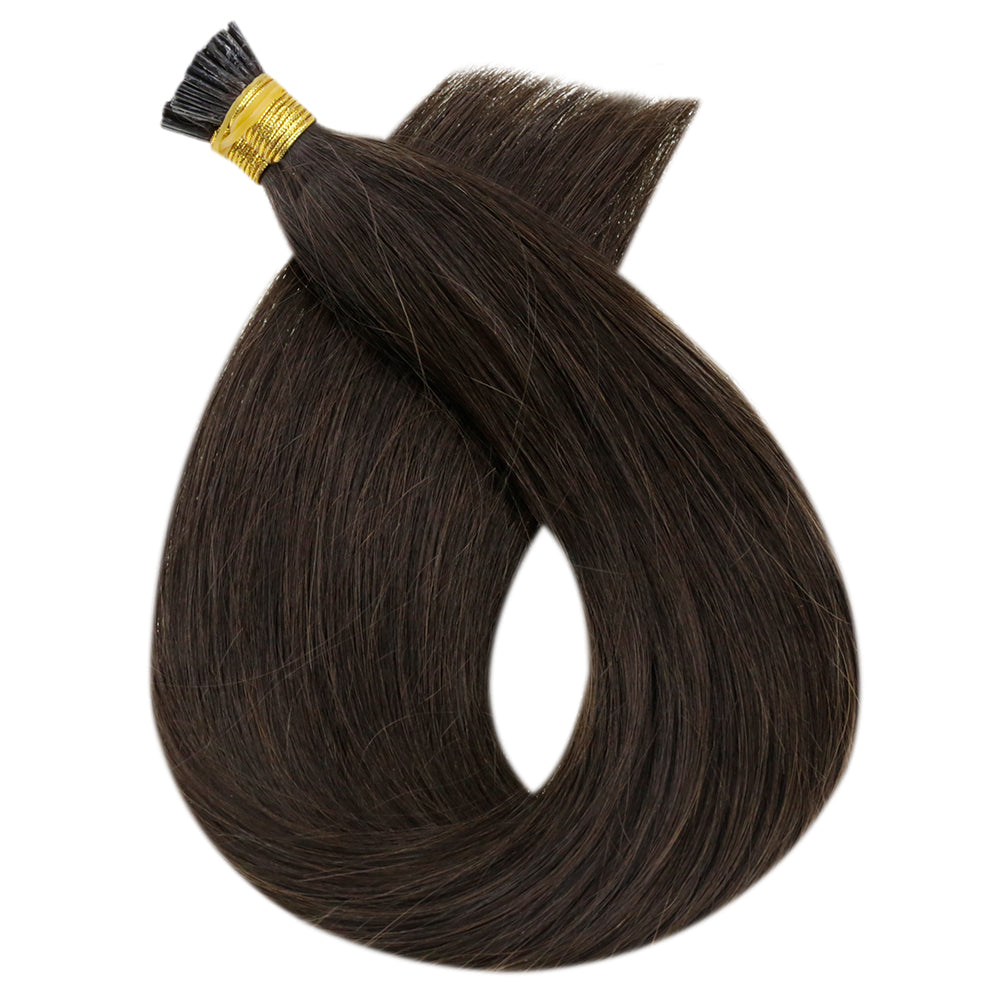 I Tip Real Human Hair Extensions Darkest Brown (#2)