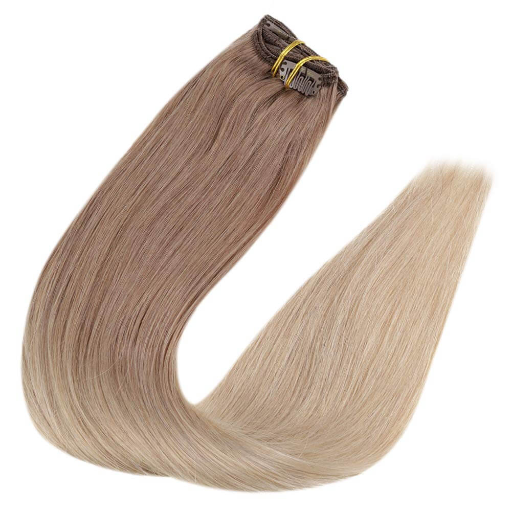 Up To 73% Off Clip in Extensions 100% Remy Human Hair Balayage Color (12t/24)