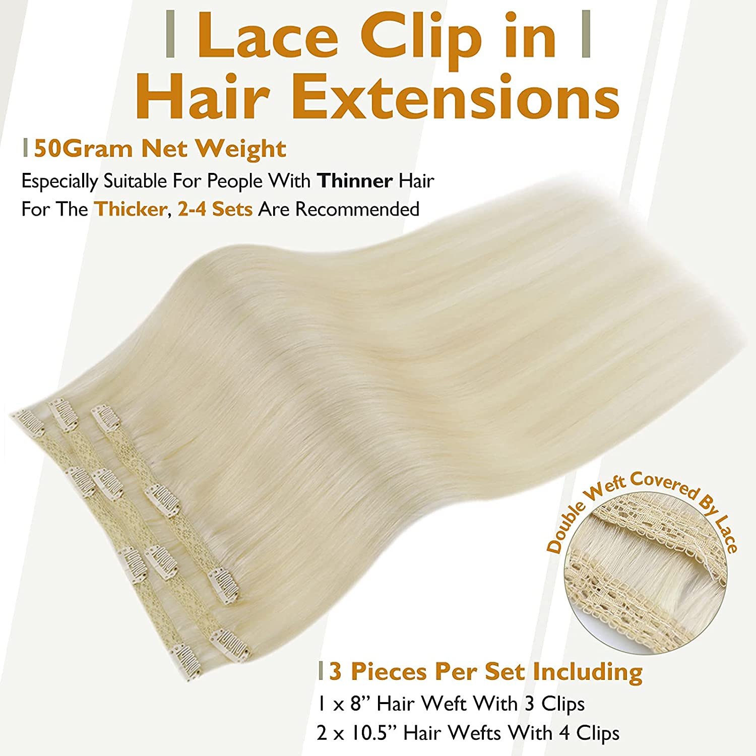 FShine Lace Clip In Hair Extensions Clip in Hair Extensions #60
