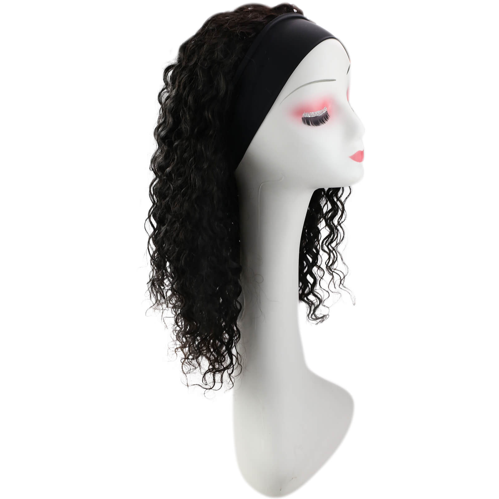 [Clearance!]Fshine Kinky Curly Headband Wigs for Women #1B