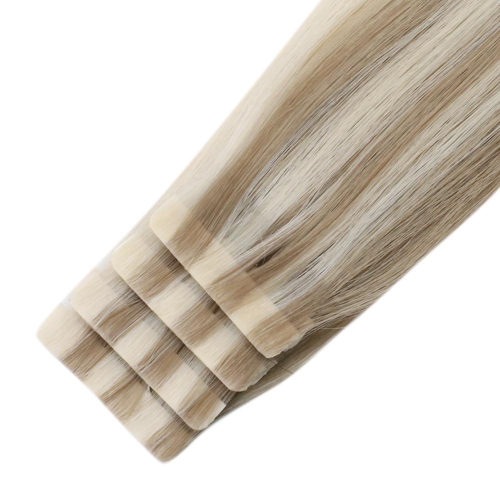 Fshine Seamless Injection Tape in Hair Extensions 100% Brazilian Virgin Hair Blonde Color(#18/22/60)