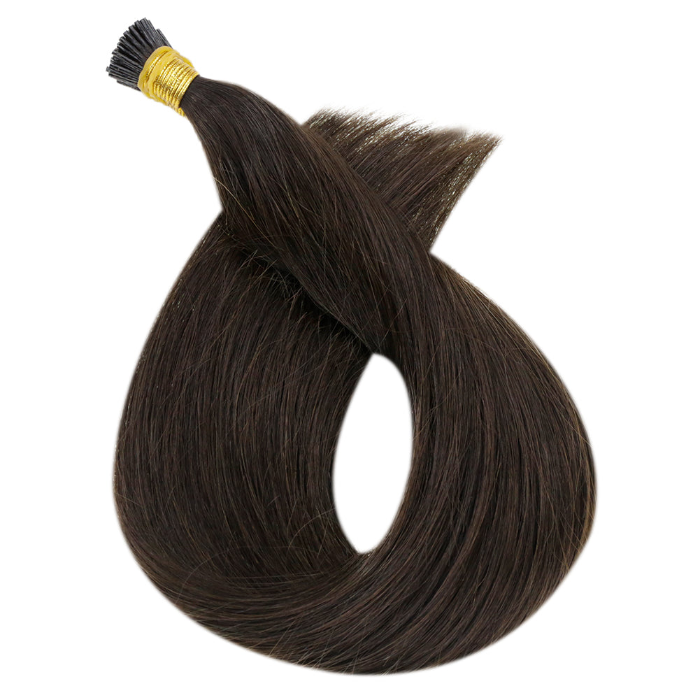 I Tip Real Human Hair Extensions Darkest Brown (#2)