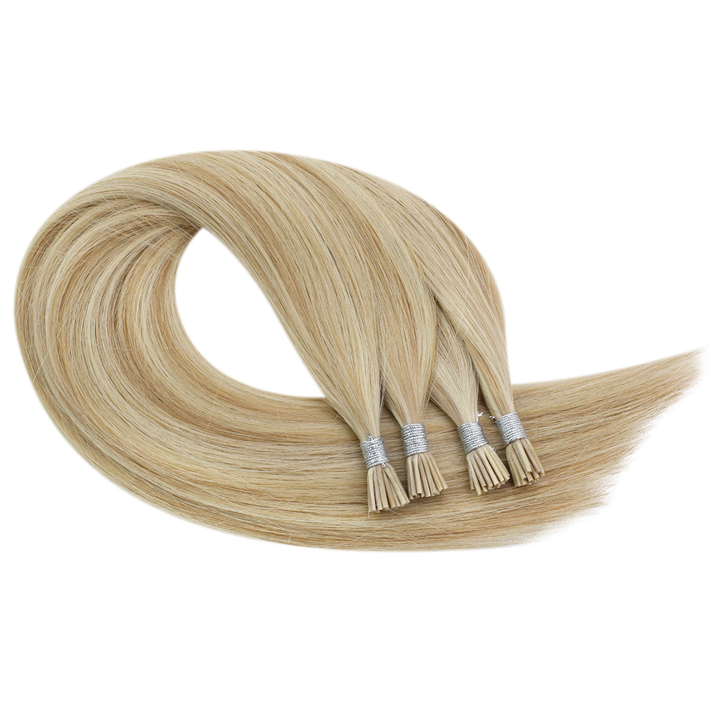 I Tip Hair Extensions Remy Pastel Highlight Blonde Hair Extensions (#16P24)