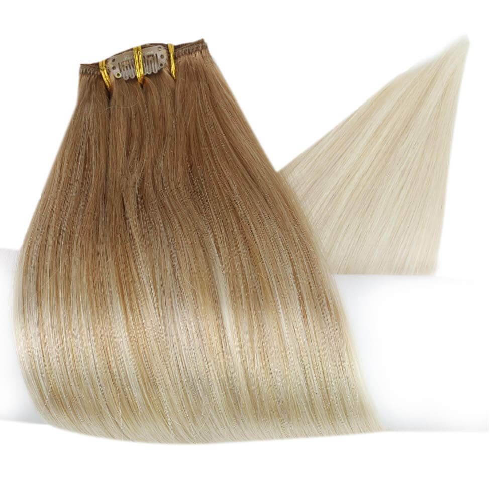Up To 73% Off Clip in Extensions 100% Remy Human Hair Balayage Color (14/60)