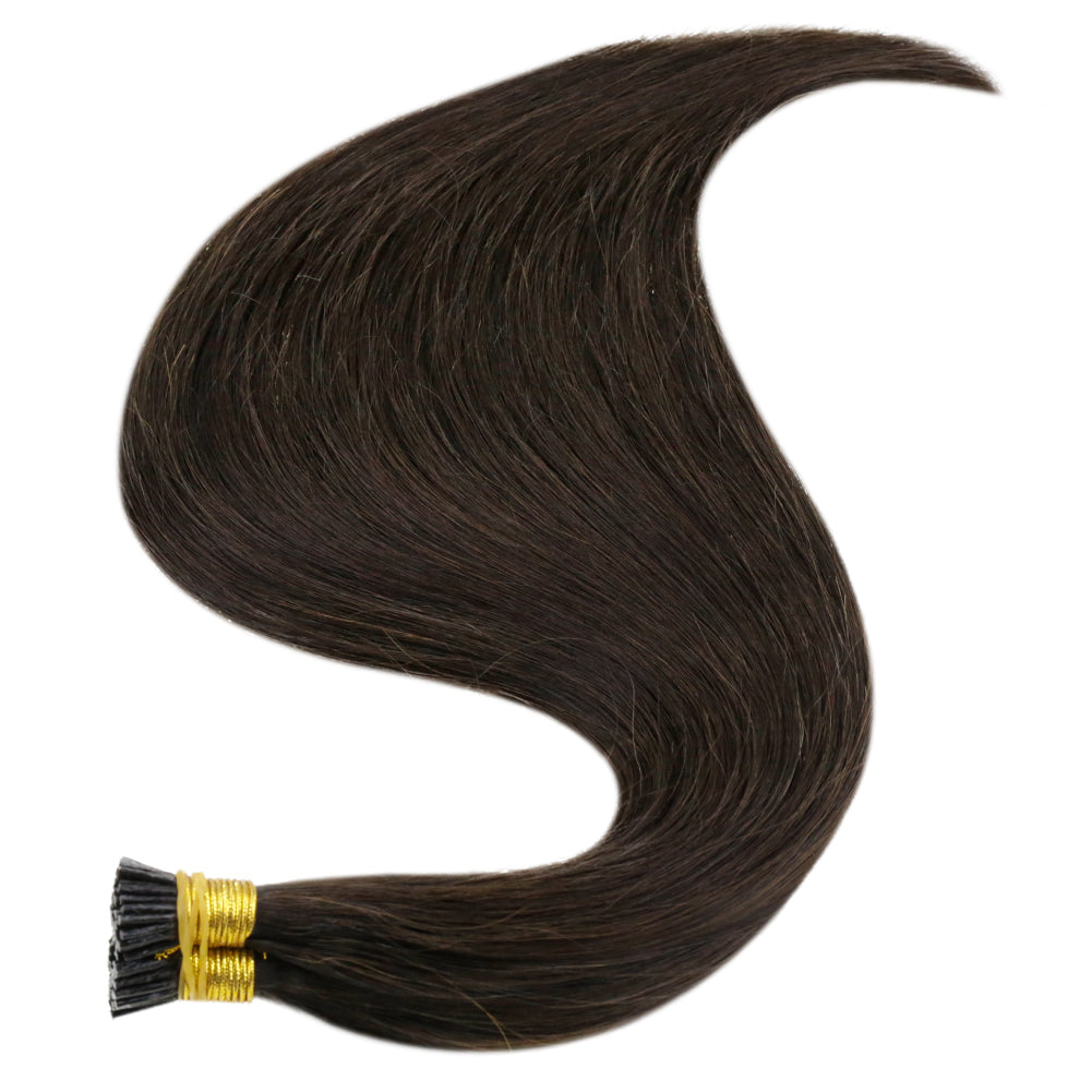 I Tip Real Human Hair Extensions Darkest Brown (#2)