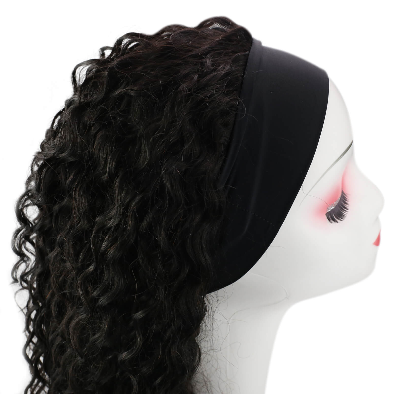 [Clearance!]Fshine Kinky Curly Headband Wigs for Women #1B