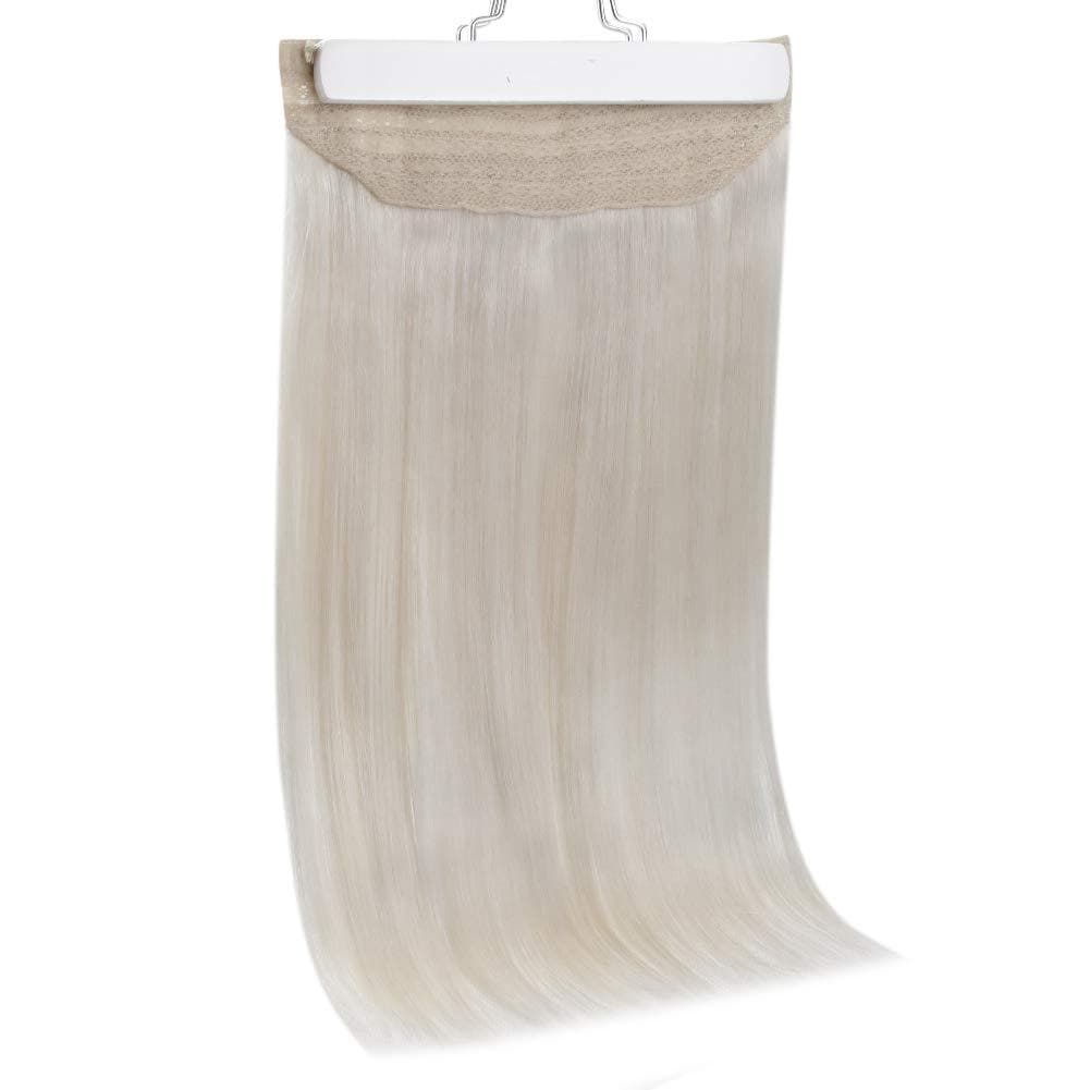 Fshine Halo Hair Extensions 100% Human Hair Invisible Ice Blonde #1000