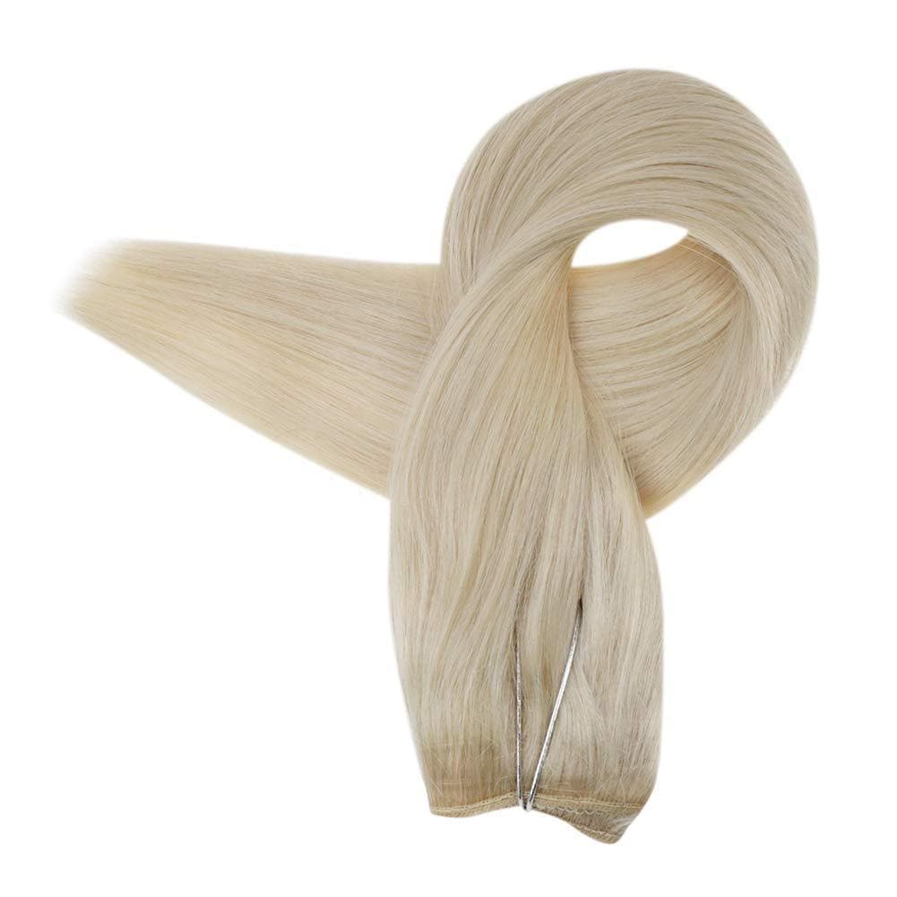 Fshine Halo Hair Extensions 100% Human Hair Invisible Ice Blonde #1000