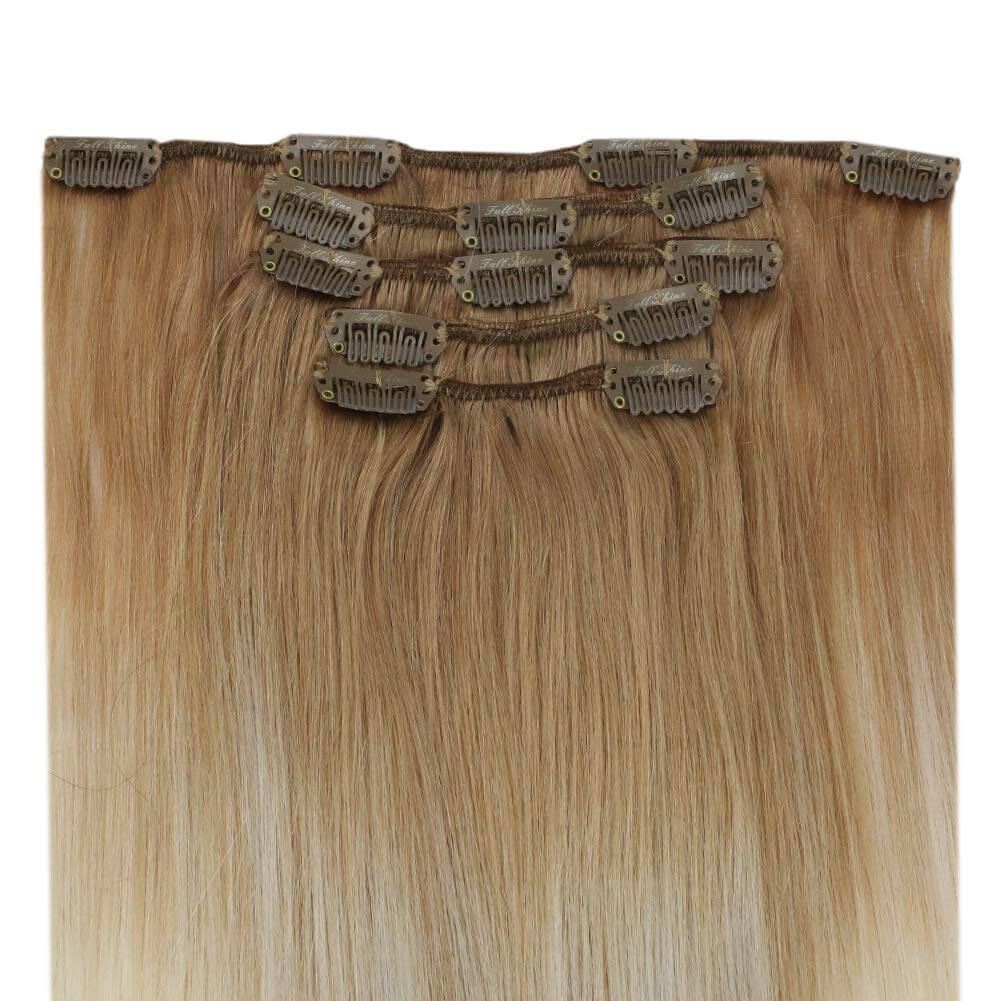 Up To 73% Off Clip in Extensions 100% Remy Human Hair Balayage Color (14/60)