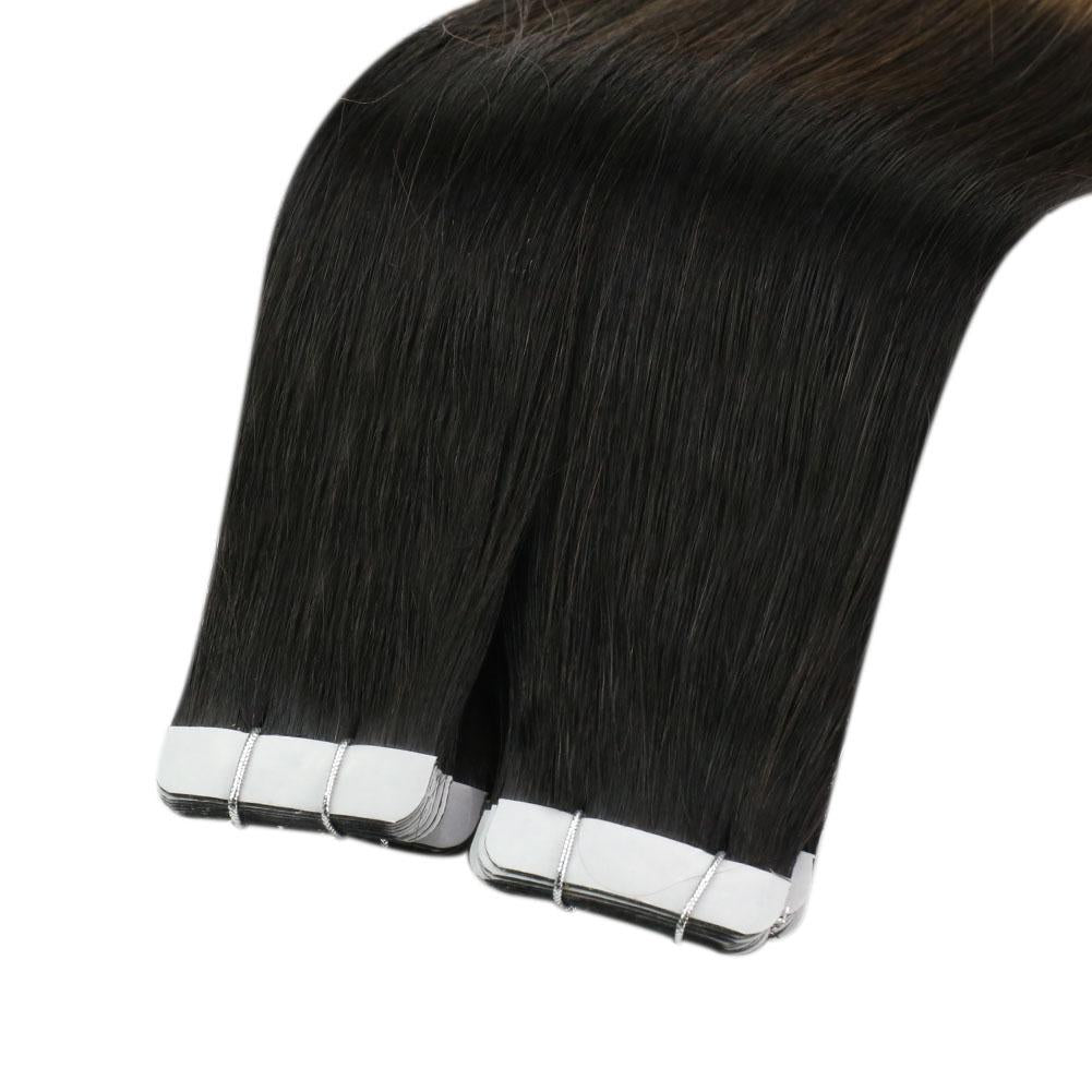 Fshine Virgin Hair Tape in Hair Extensions Balayage Color #1B/6/27