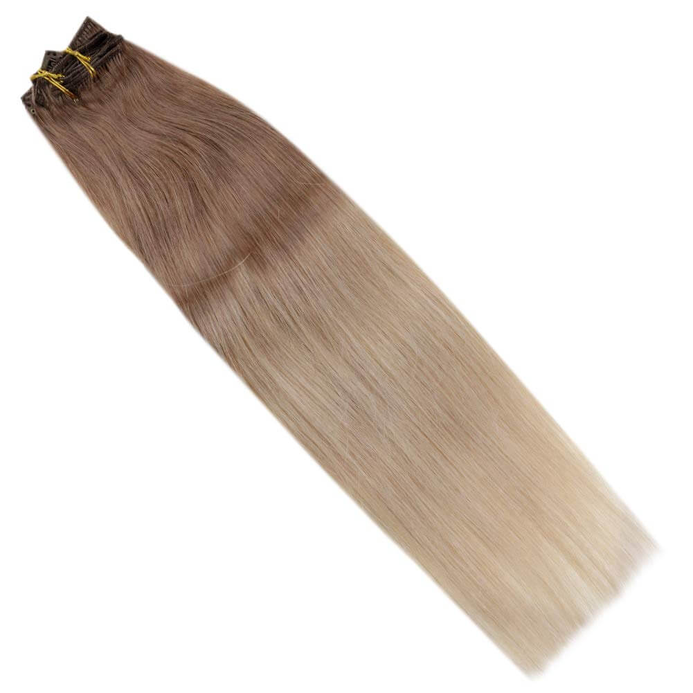 Up To 73% Off Clip in Extensions 100% Remy Human Hair Balayage Color (12t/24)