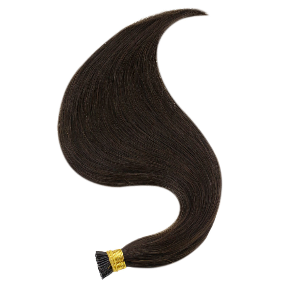 I Tip Real Human Hair Extensions Darkest Brown (#2)