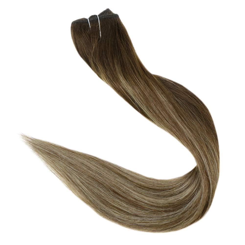 Fshine Halo Hair Extensions 100% Human Hair Balayage Highlights #4/24/4