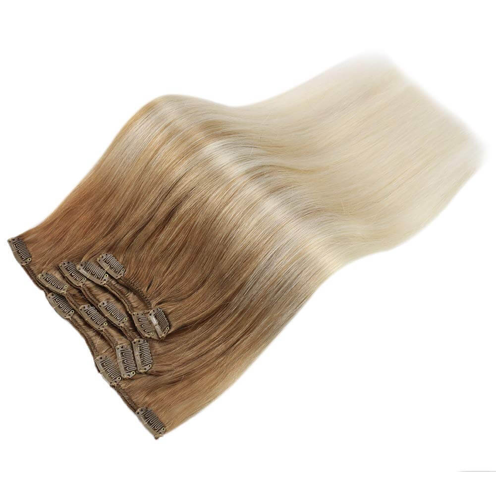 Up To 73% Off Clip in Extensions 100% Remy Human Hair Balayage Color (14/60)