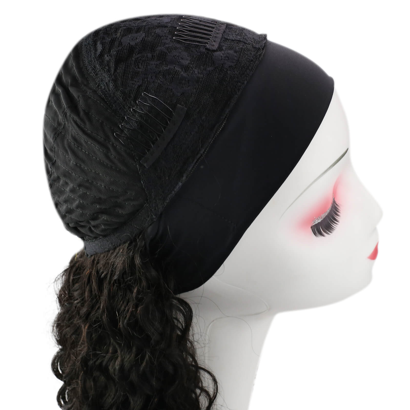 [Clearance!]Fshine Kinky Curly Headband Wigs for Women #1B