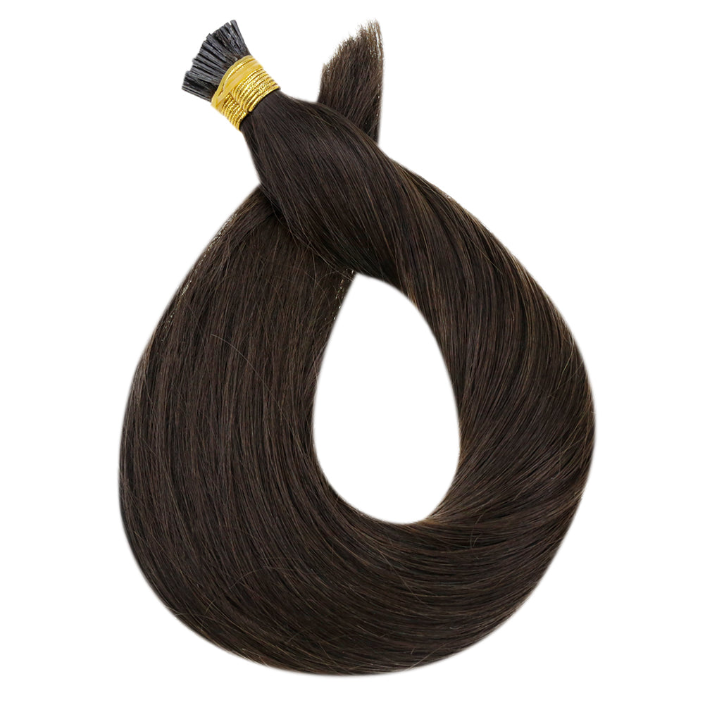 I Tip Real Human Hair Extensions Darkest Brown (#2)