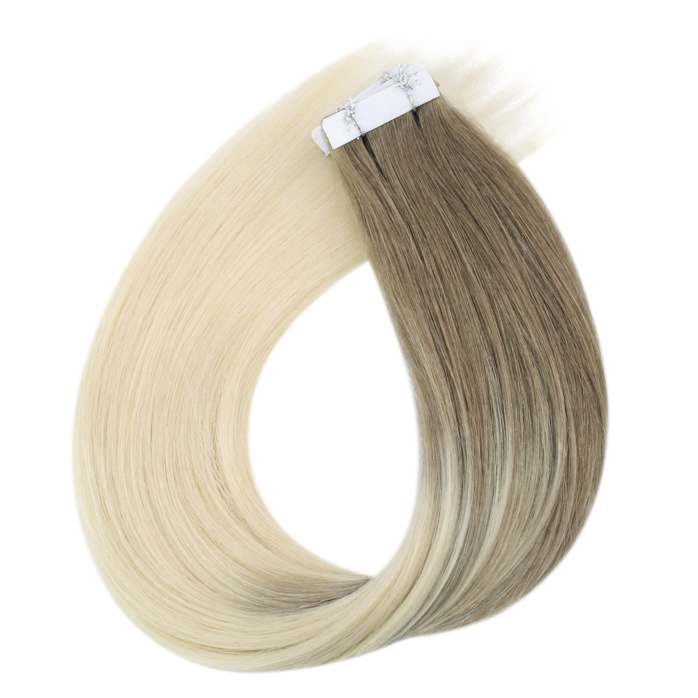 Fshine Seamless Injection Tape in Hair Extensions 100% Brazilian Virgin Hair Blonde Color(#8/60)