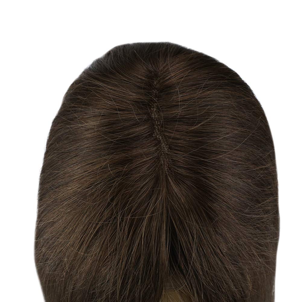 Toppers Hand-made Hairpiece For Women Color Medium Brown 6.5*2.25