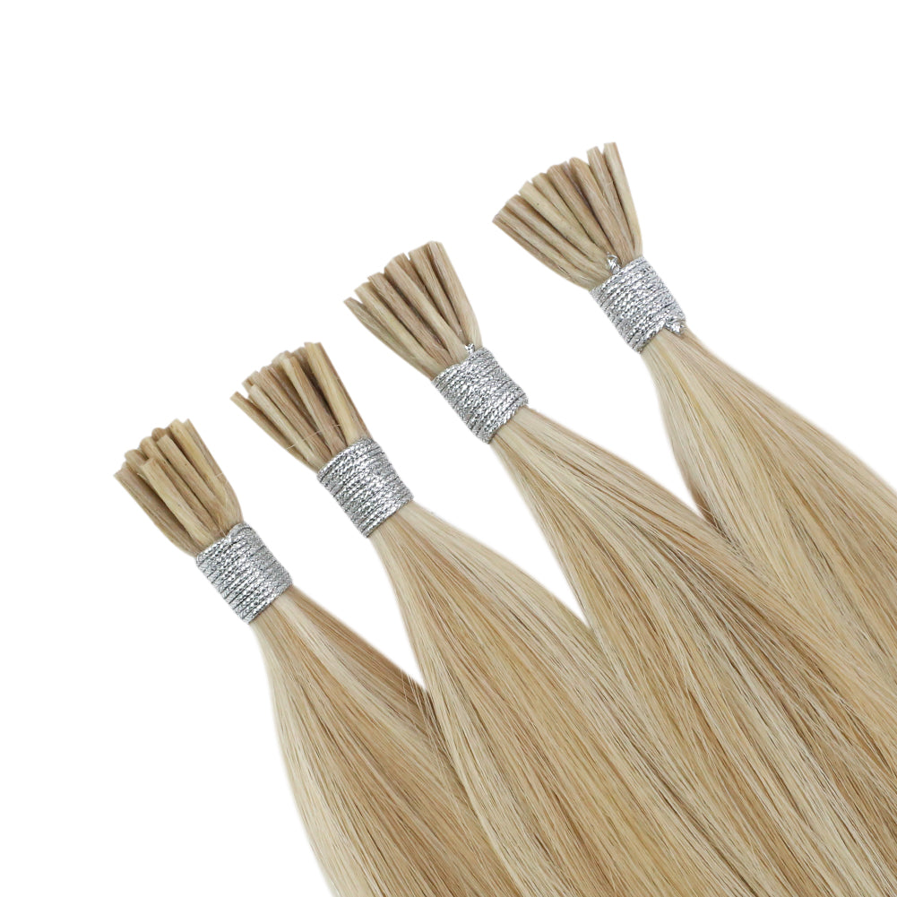 I Tip Hair Extensions Remy Pastel Highlight Blonde Hair Extensions (#16P24)