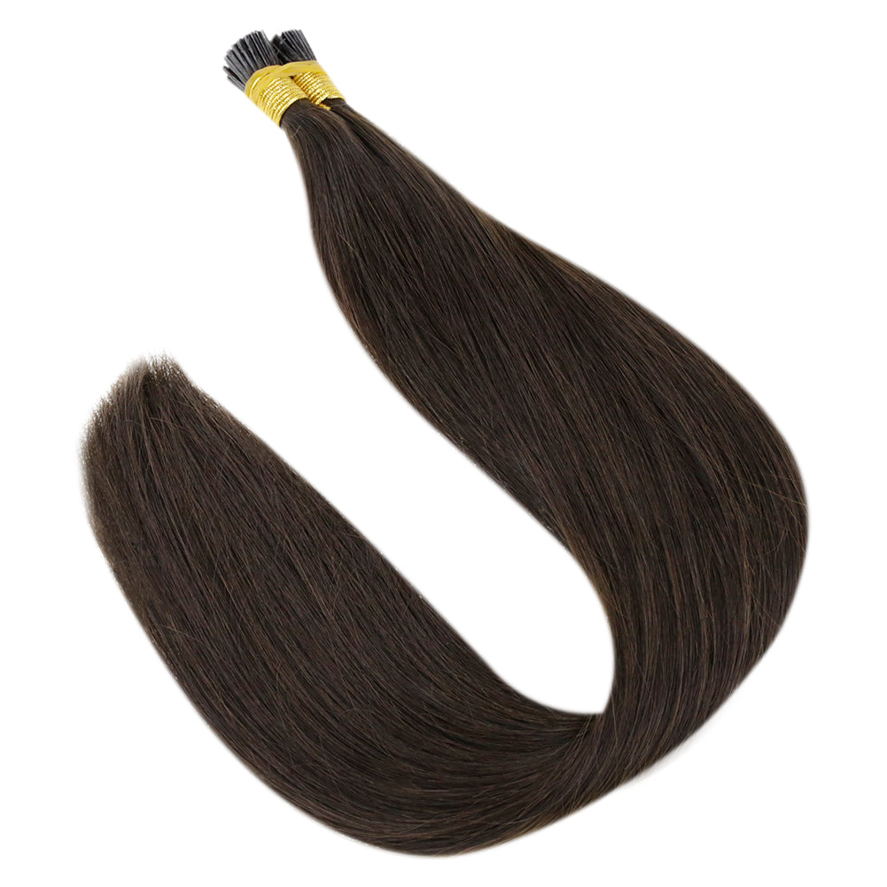 I Tip Real Human Hair Extensions Darkest Brown (#2)