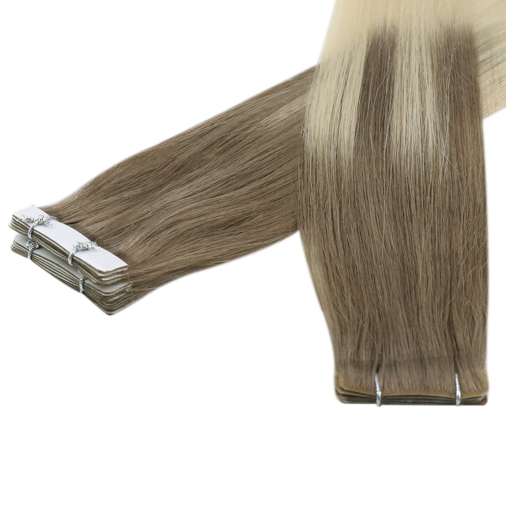 Fshine Seamless Injection Tape in Hair Extensions 100% Brazilian Virgin Hair Blonde Color(#8/60)