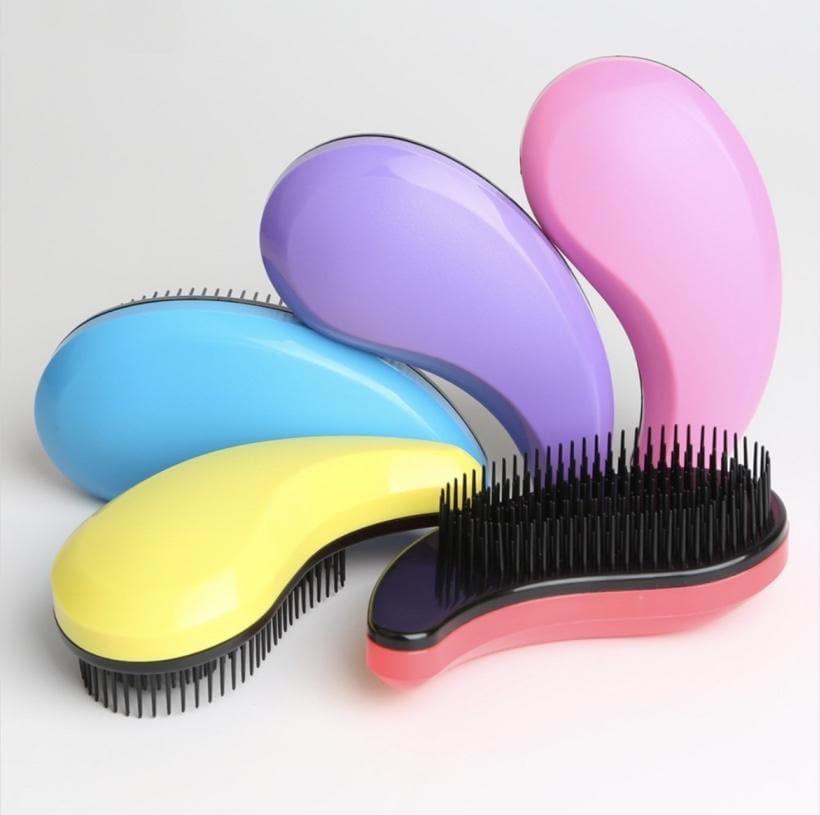 Detangling Brush Compact Styler Professional Comb Color Stripe Black & White No Tangle Brush and No Pain Brush