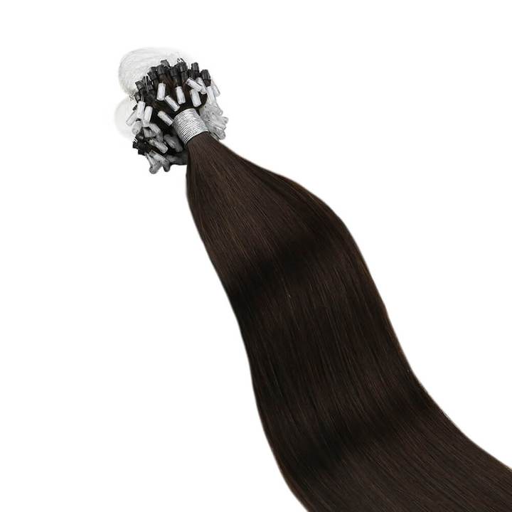 Micro Loop Hair Extensions for Thin Hair Pure Dark Brown Color #2