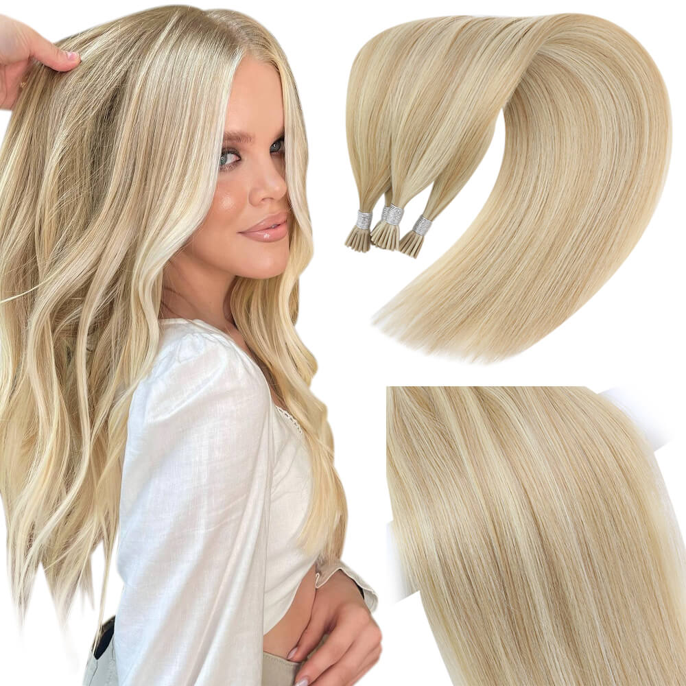 Fshine Virgin I Tip Real Human Hair 20g Hair Extensions Highlight Color (#16P/24)