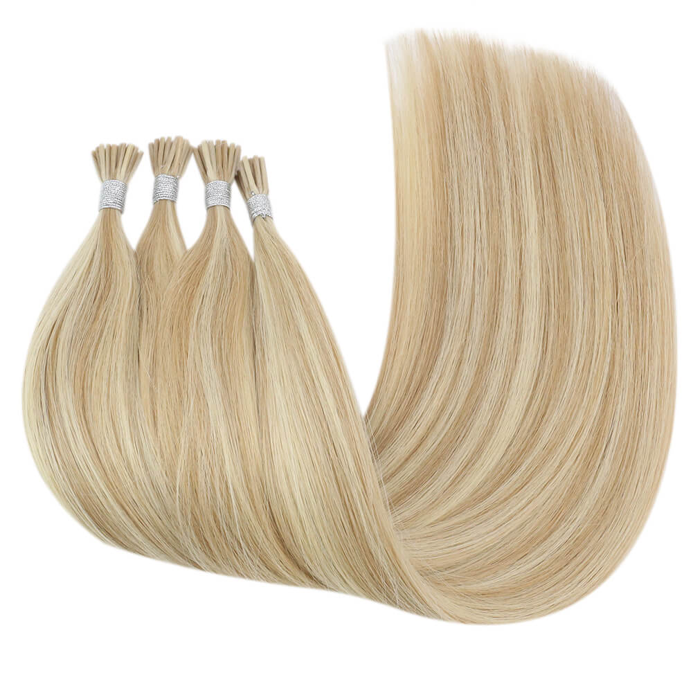 Fshine Virgin I Tip Real Human Hair 20g Hair Extensions Highlight Color (#16P/24)