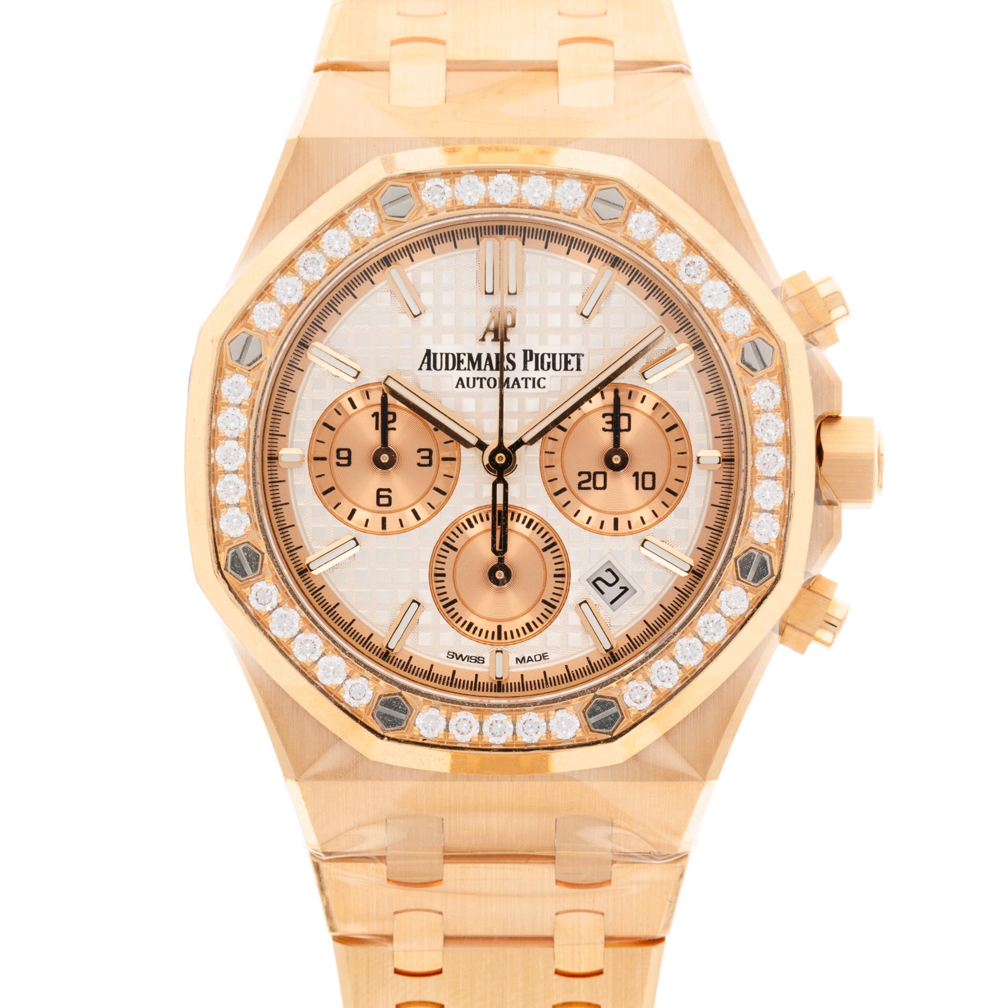 Audemars Piguet Rose Gold Royal Oak Chrono Diamond Watch Ref. 26315