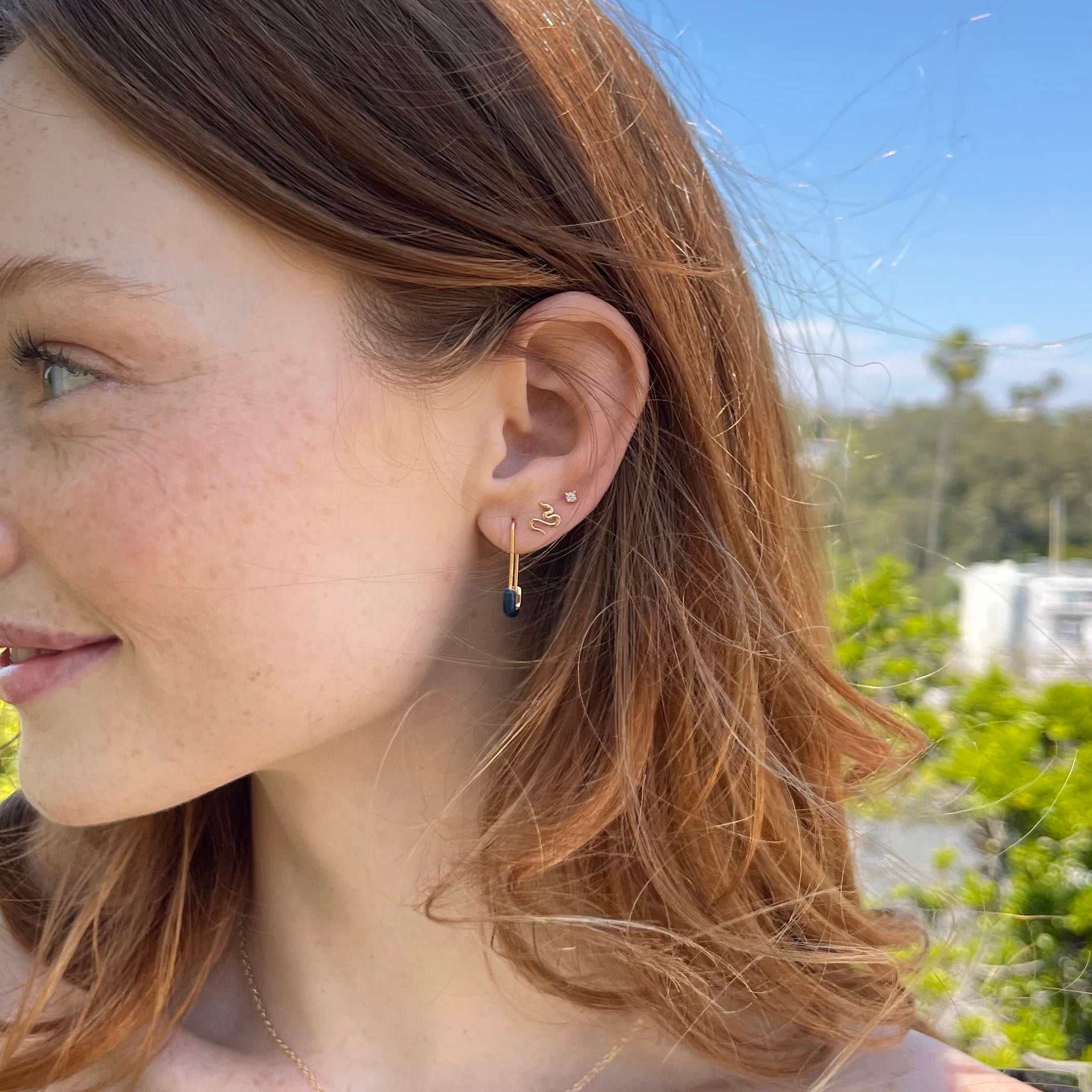 Safety Pin Enamel Earrings