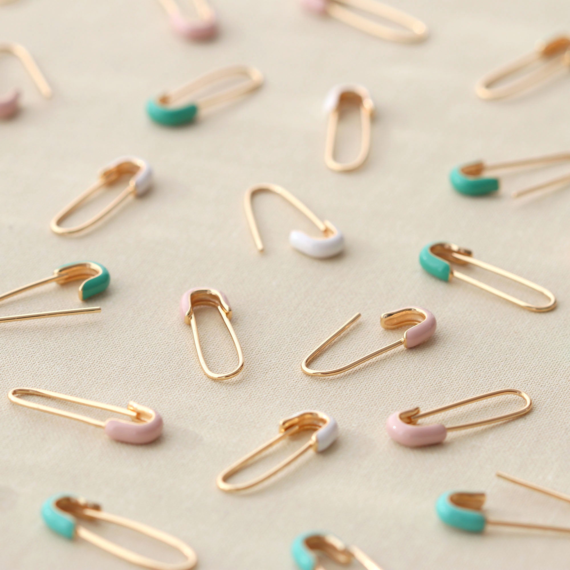 Safety Pin Enamel Earrings