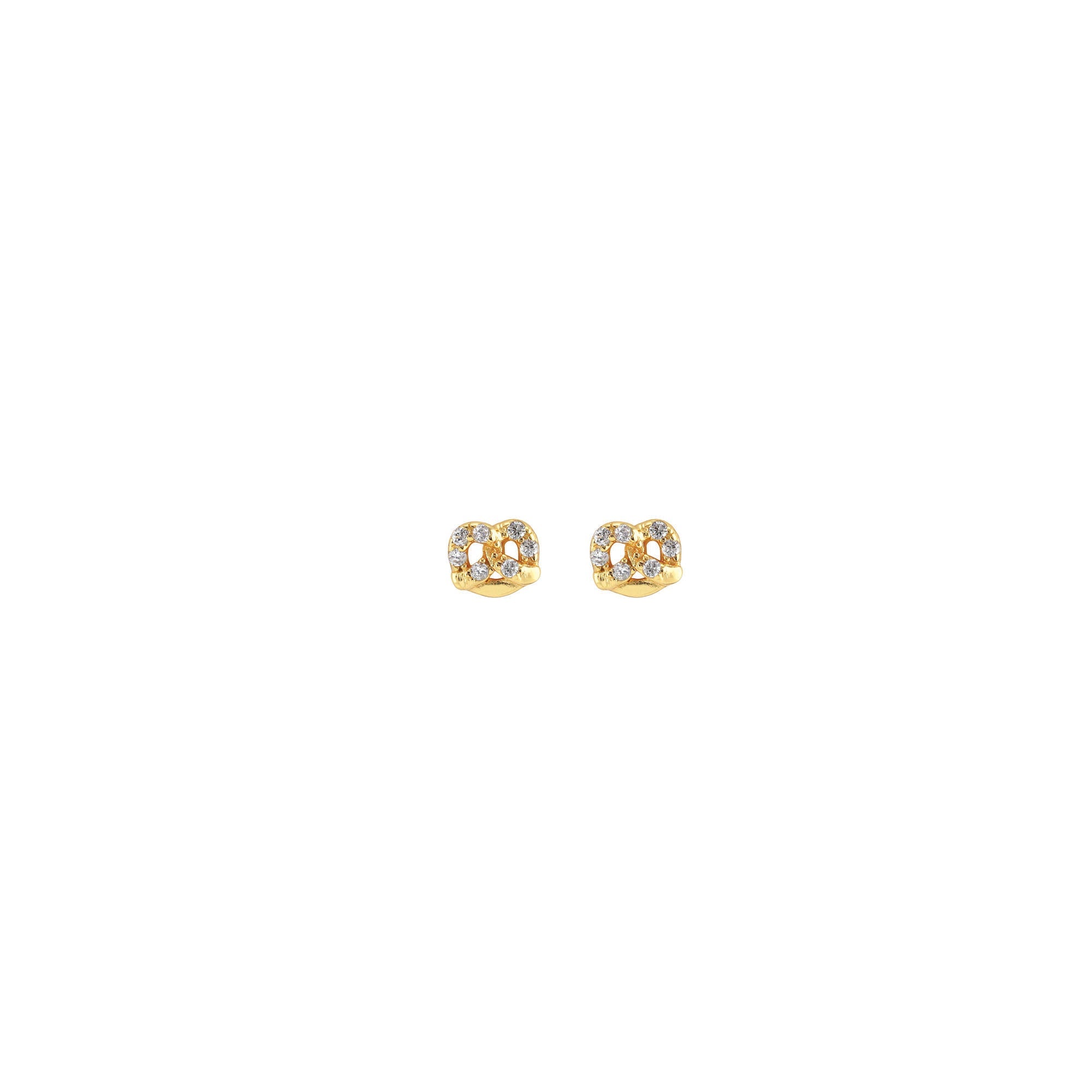 Tiny Pretzel Crystal Stud Earrings