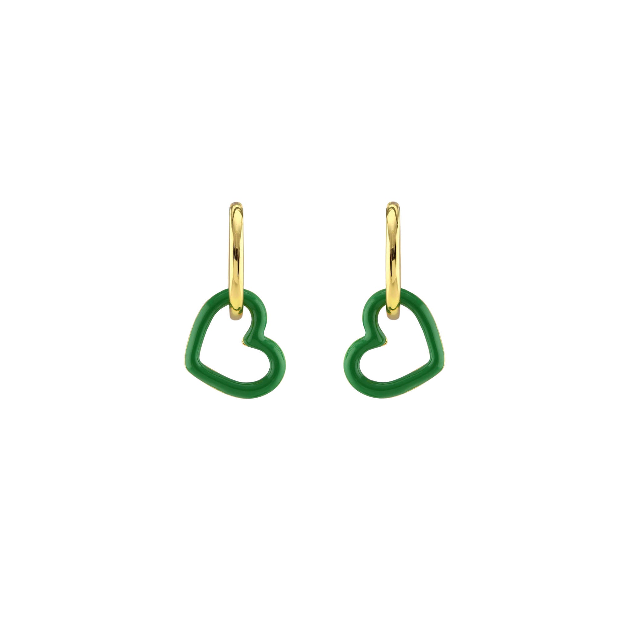 Heart Outline Enamel Huggie Hoop Earrings